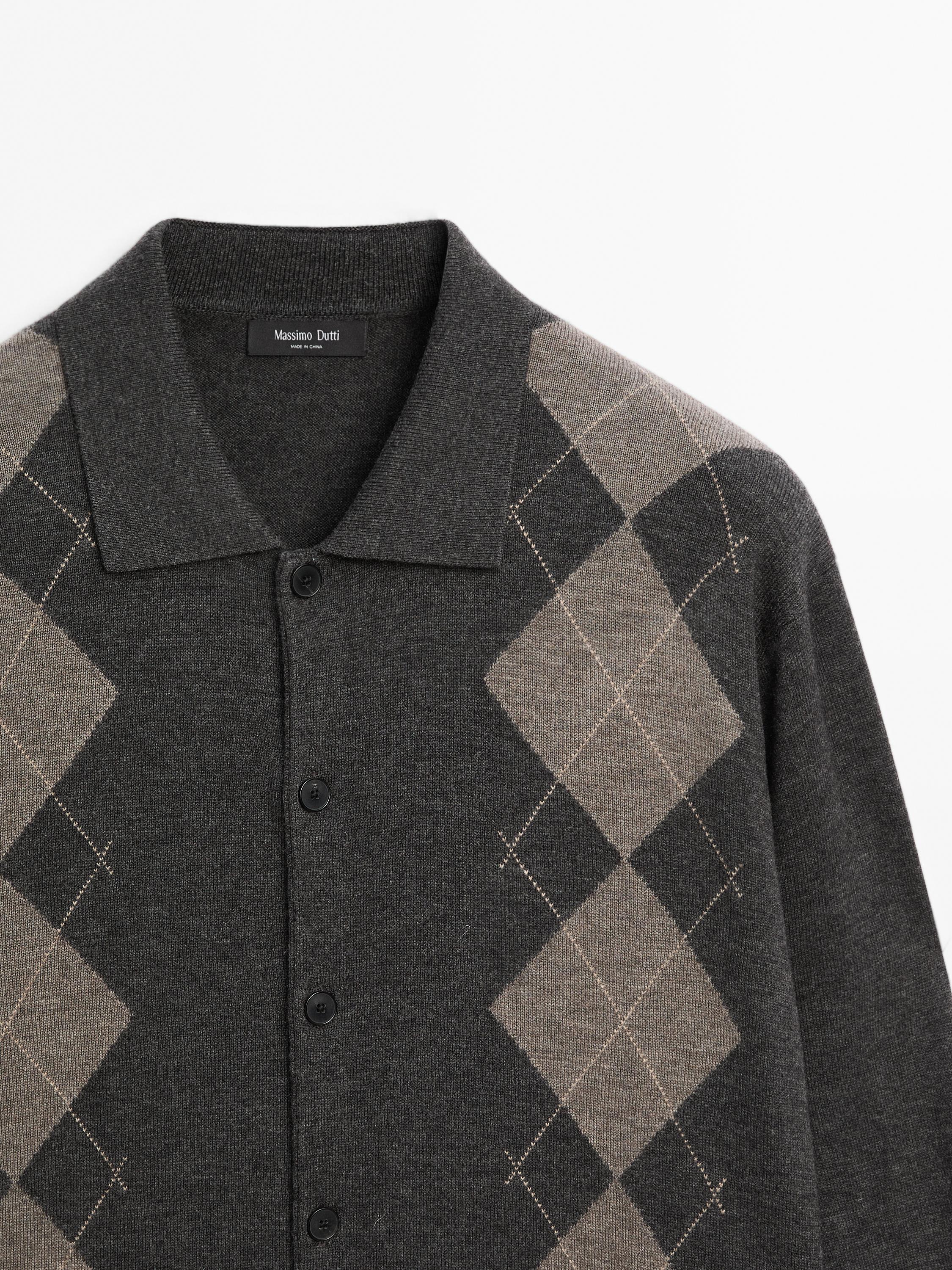 Wool blend knit cardigan
