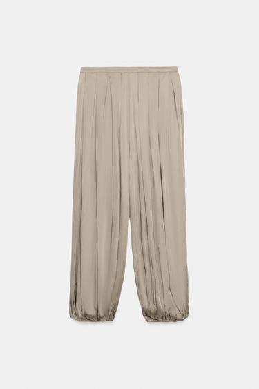 PANTALON BOUFFANT À VOLANTS ZW COLLECTION - Gris taupe de Zara - Image 4