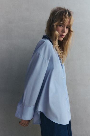 BASIC POPLIN SHIRT - Sky blue by Zara