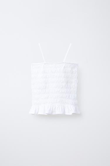 PLAYERA RESORTES ELÁSTICOS - Blanco de Zara