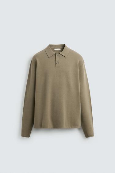 POLO EN MAILLE DOUCE - Vert sauge de Zara