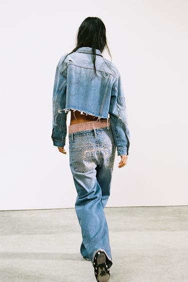 JEAN DROIT BRILLANT TAILLE MOYENNE - Bleu de Zara - Image 1