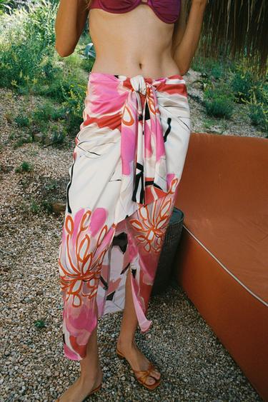 JUPE MI-LONGUE IMPRIMÉE À NŒUD - Multicolore de Zara - Image 2