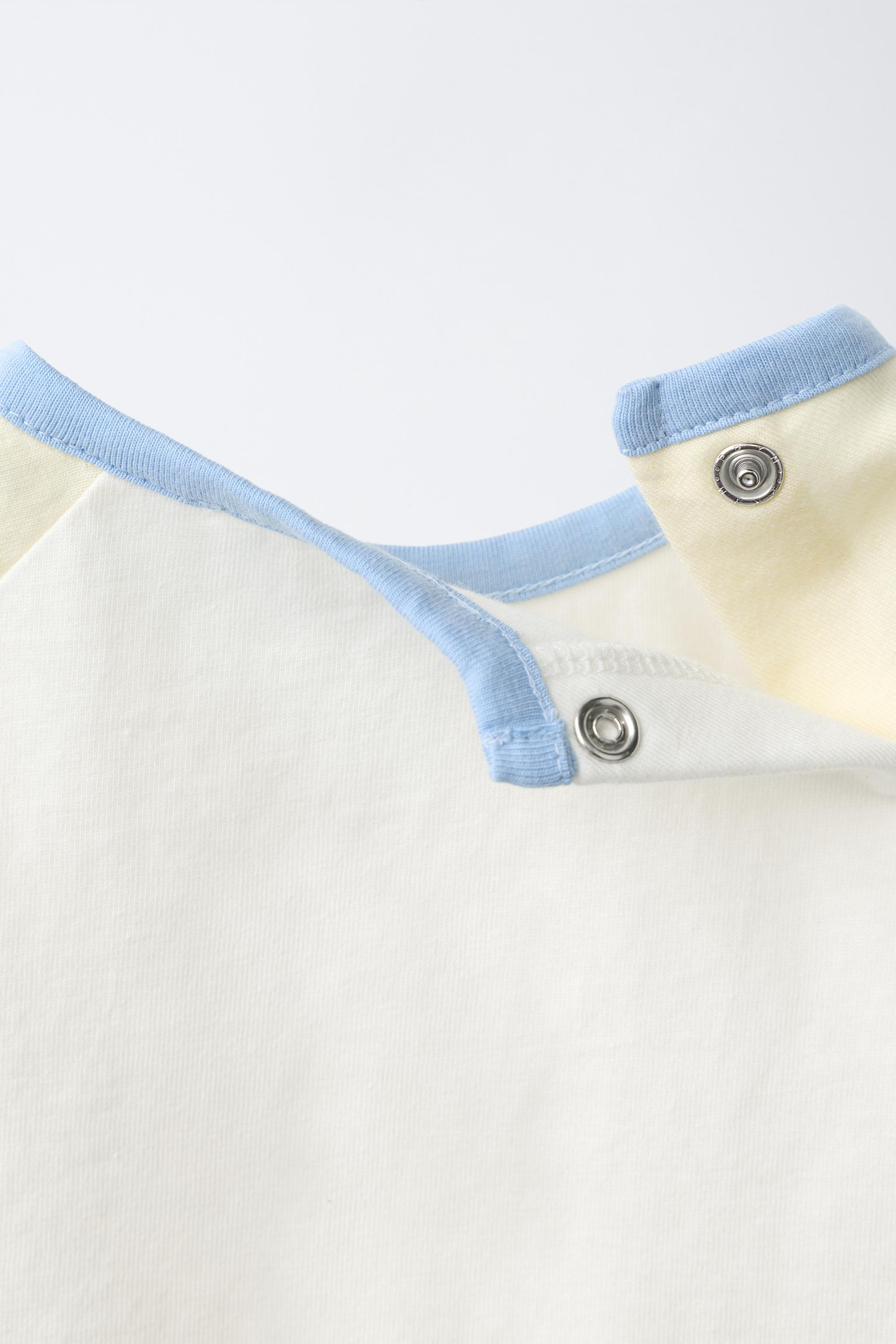 Детские футболки Zara CONTRASTING RAGLAN SLEEVE T-SHIRT — фото 4