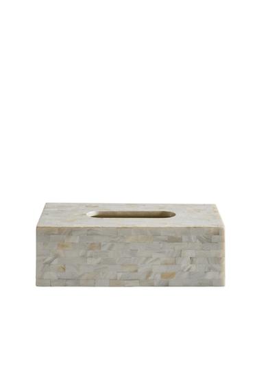 MOTHER-OF-PEARL EFFECT TISSUE BOX - Light beige by Zara