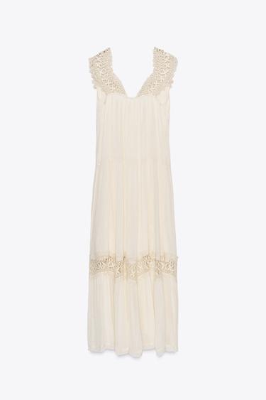 ROBE LINGERIE COMBINÉE DENTELLE - Écru de Zara - Image 6