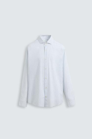 STRIPED TEXTURED SHIRT - Blue/White by Zara