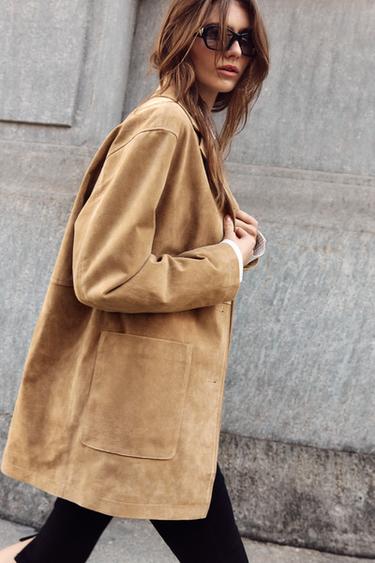 VESTE 100% DAIM - Marron clair de Zara - Image 5