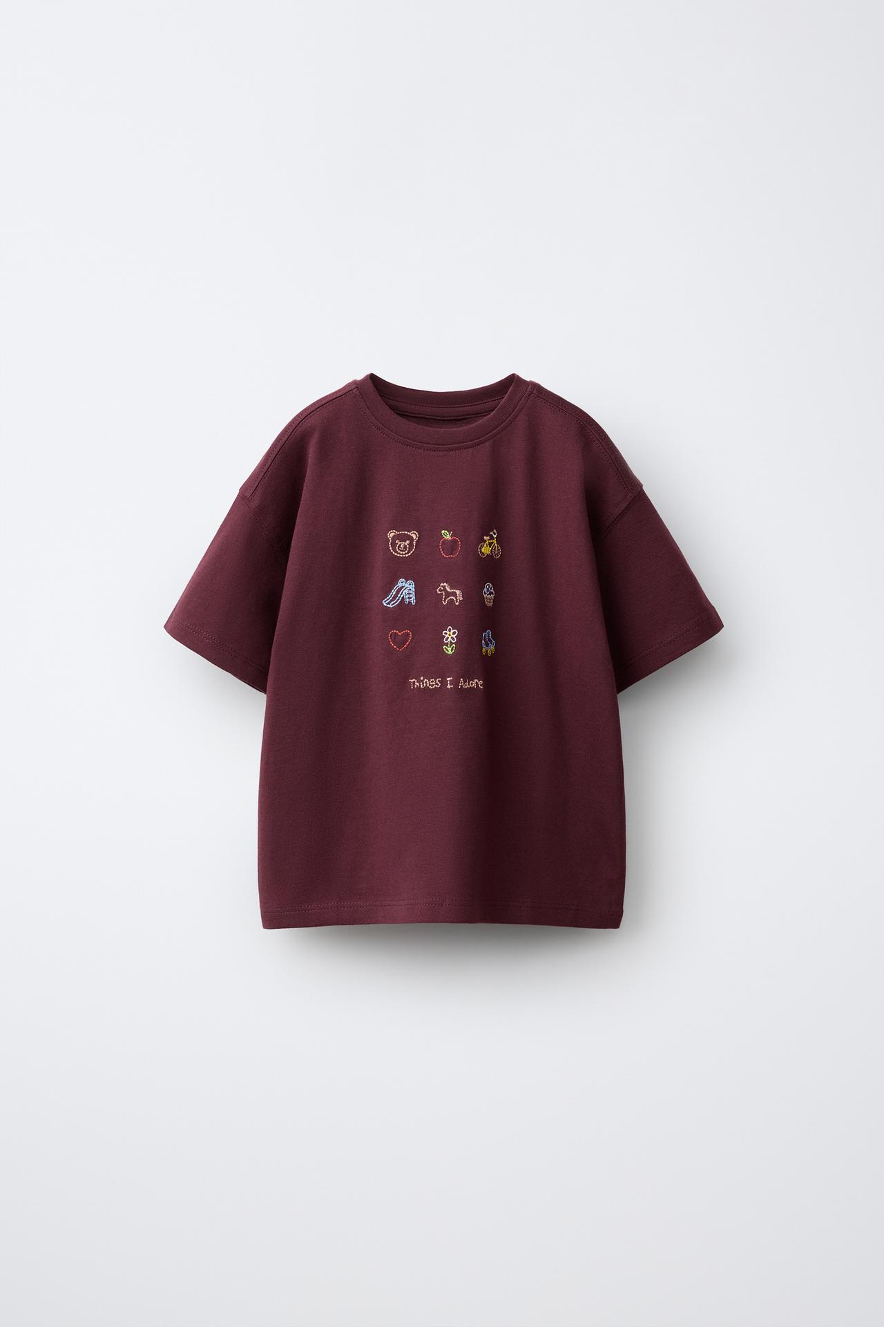 EMBROIDERED DETAIL T-SHIRT — Eggplant