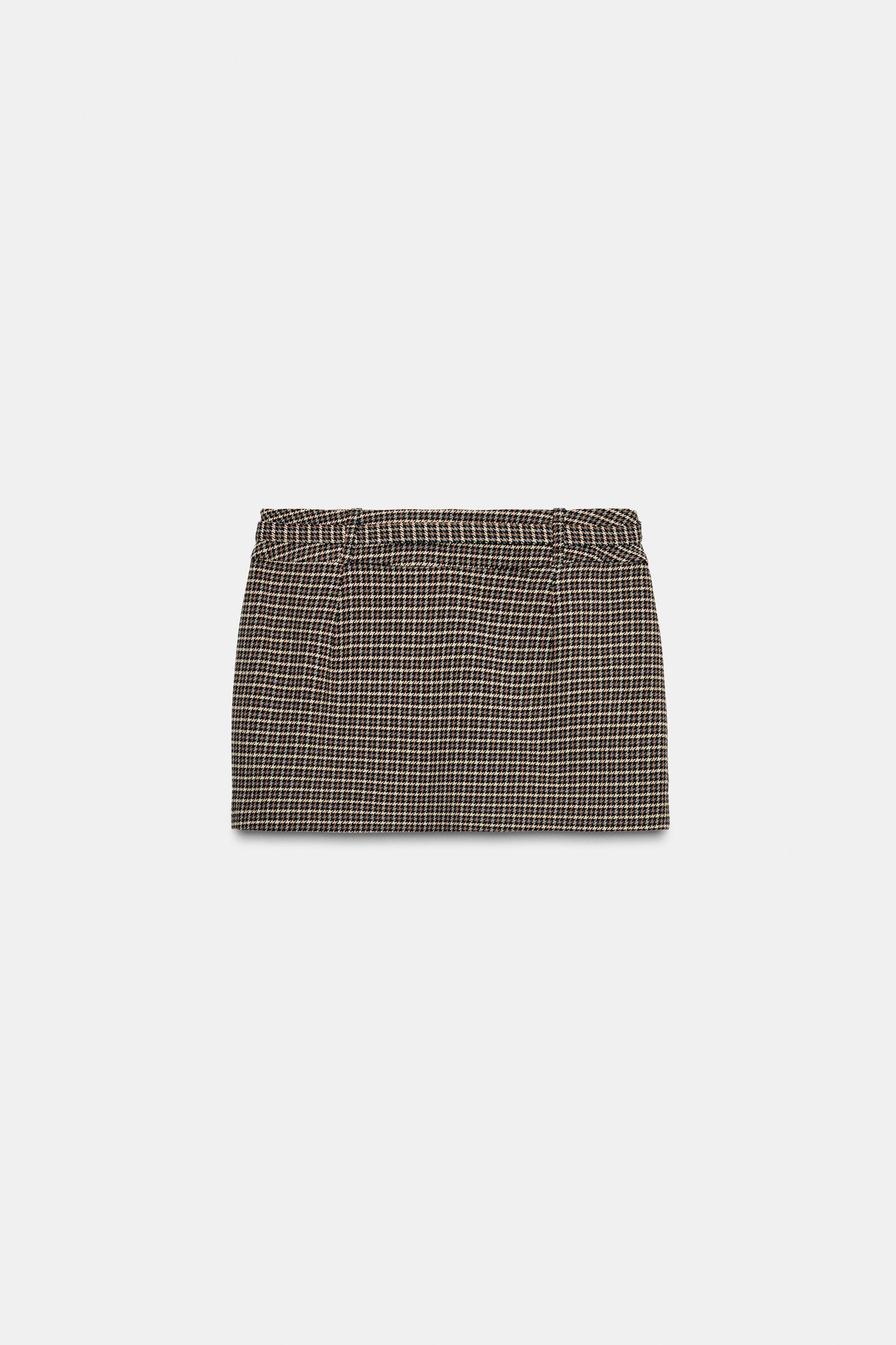 JUPE-CULOTTE PIED-DE-POULE AVEC CEINTURE