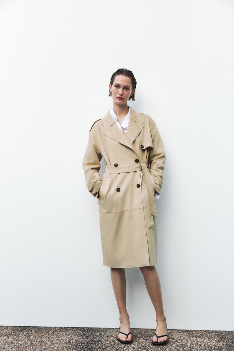 セミロング丈 スエード風トレンチコート - ベージュ | ZARA Japan / 日本
