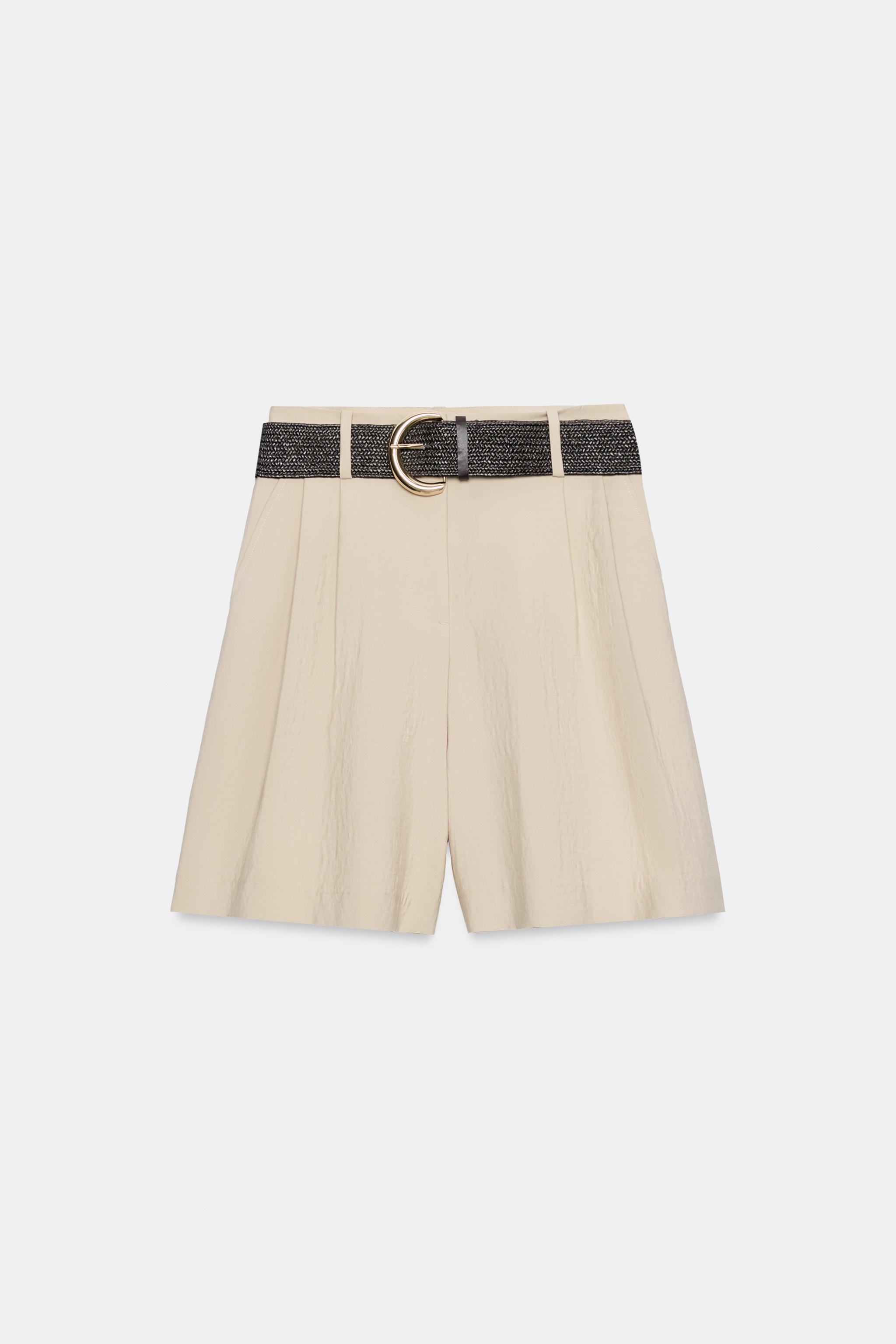 Женские шорты Zara PLEATED BELTED SHORTS — фото 5