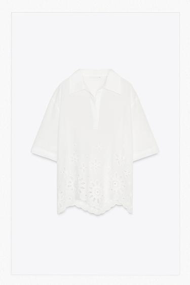 Zaras SKJORTA MED BRODYR ZW COLLECTION - Vit