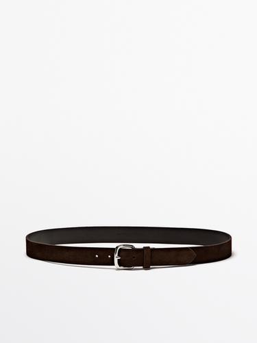 Cinturón piel napa afelpada - Marrón de Zara