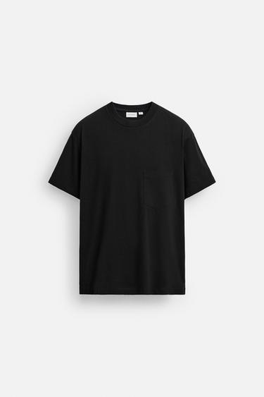 T-SHIRT WITH POCKET - Black by Zara - Image 6