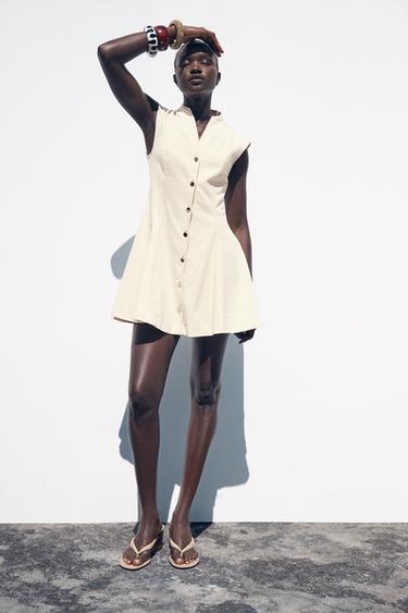 SLEEVELESS MINI DRESS - Ecru by Zara - Image 0