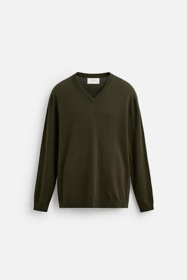 WOOL - COTTON SWEATER - Khaki by Zara - Image 6