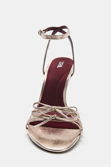 SANDALES À TALONS ET LACETS - or rose de Zara - Image 5