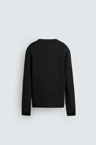 RIBBED TEXTURED JUMPER - Black by Zara - Image 6