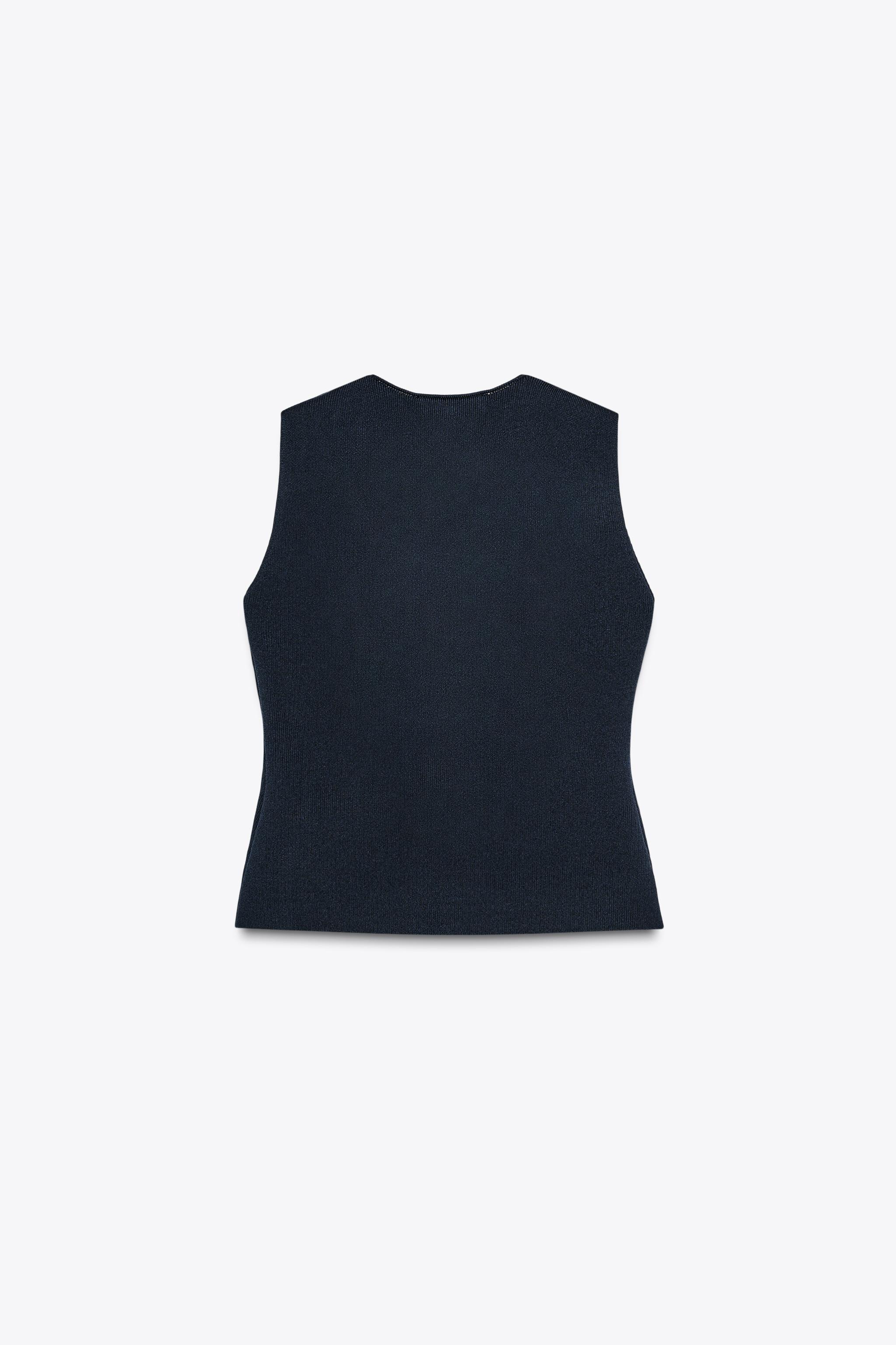 【現品限り一斉値下げ！】 無地ニットトップベスト 日本 / Japan ZARA | ミディアムブルー - トップス