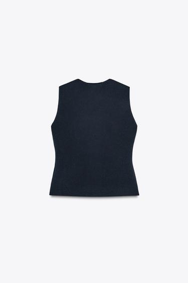 PLAIN KNIT WAISTCOAT TOP - Navy blue by Zara - Image 5