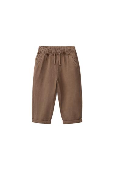 PANTALÓN FLUIDO CON LINO - Marrón de Zara