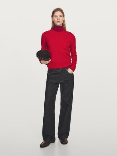 Zara Wool blend crew neck knit sweater - Red / Orange