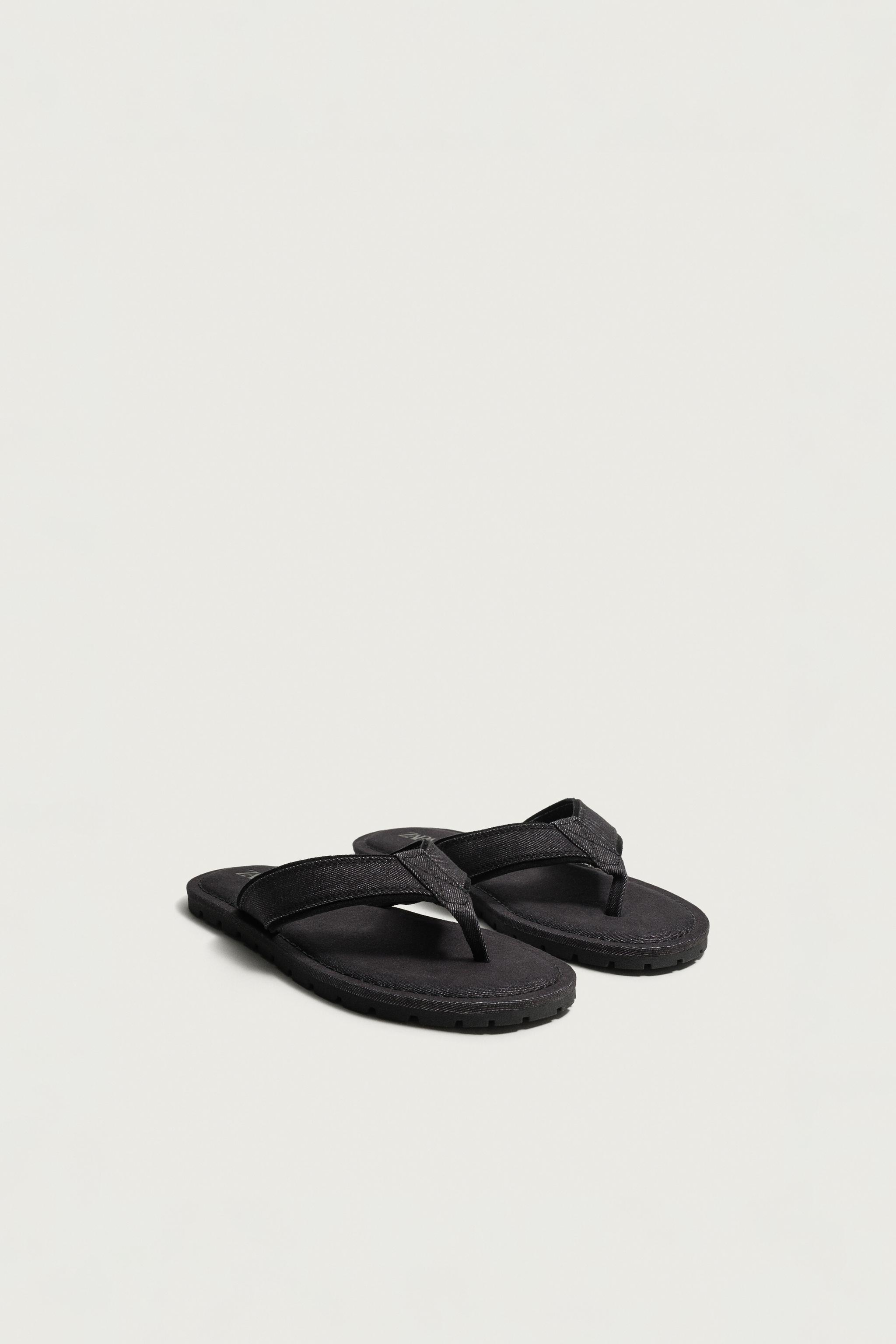 FABRIC STRAP SANDALS — Black