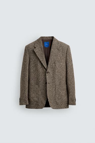 WOOL - COTTON TEXTURED BLAZER AARON LEVINE X ZARA - Brown by Zara