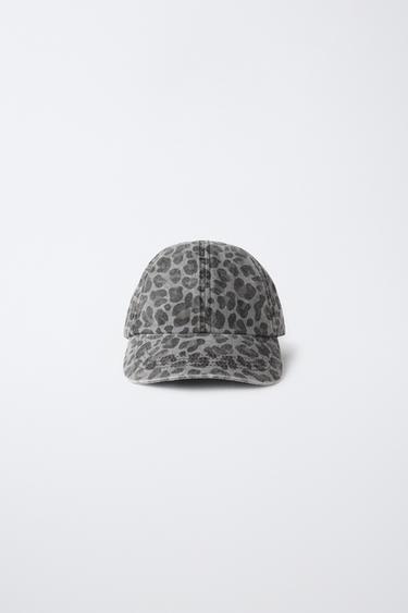 WASHED ANIMAL PRINT CAP — Gray 1