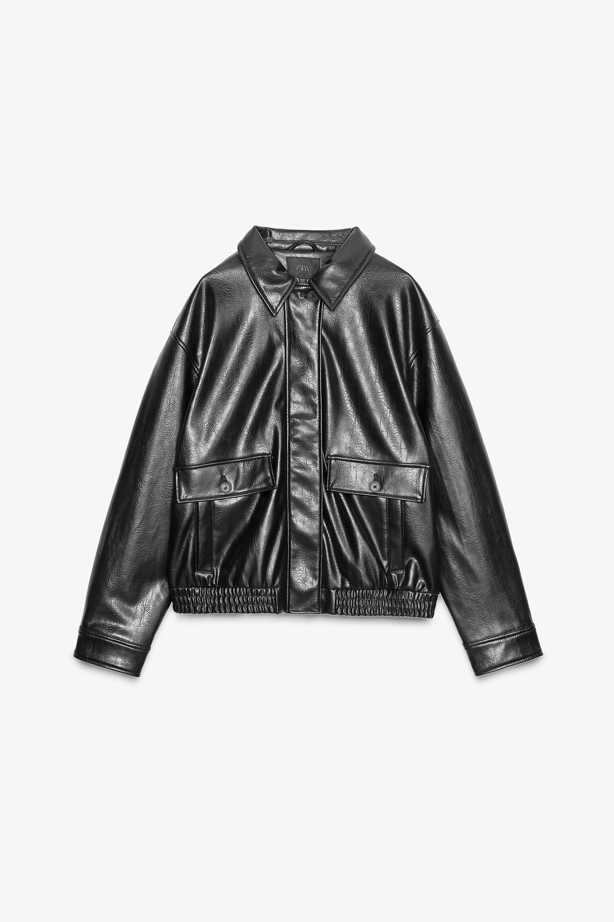 ZARA2024フェイクレザー ボンバージャケット ZARA - ZARA フェイクレザー ボンバージャケット メンズ 革