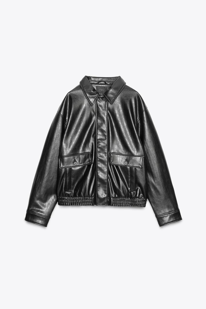 FAUX LEATHER BOMBER JACKET