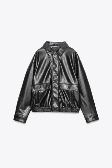 BLOUSON BOMBER EN MATIÈRE SYNTHÈTIQUE - Noir de Zara - Image 6