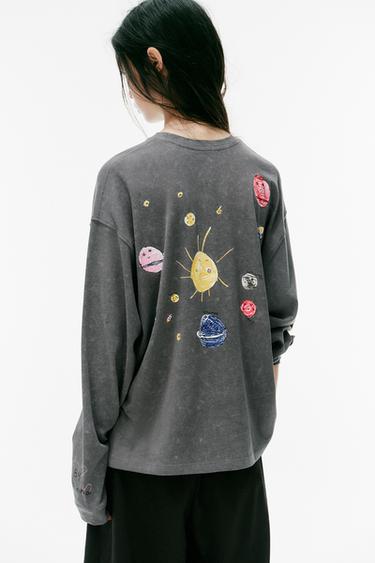 WASHED PLANET GRAPHIC T-SHIRT — Charcoal 1