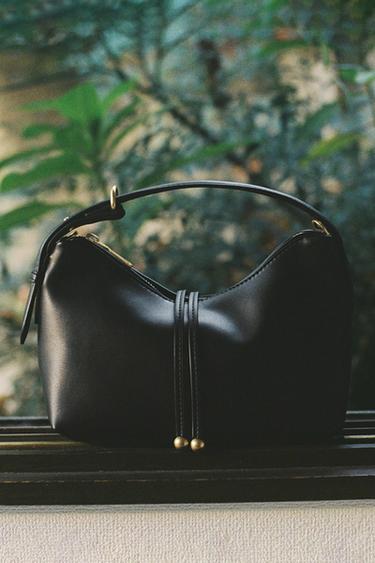 Zara MINI BUCKET BAG WITH BEAD DETAIL - Black