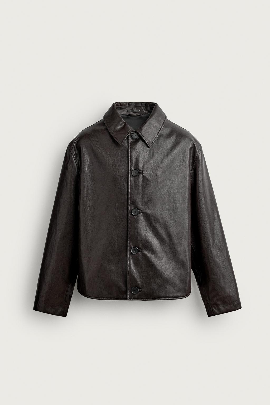 BOXY FIT LEATHER EFFECT OVERSHIRT