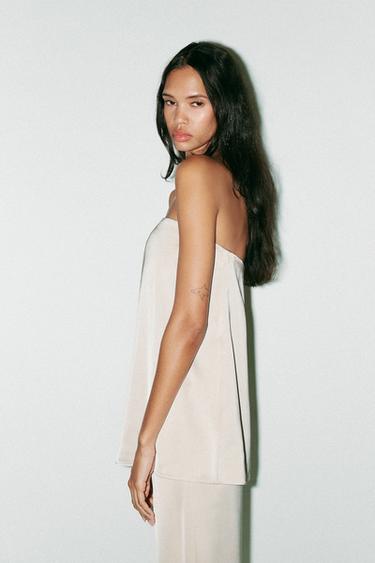 TOP SATINÉ BUSTIER - Gris / Beige de Zara - Image 2