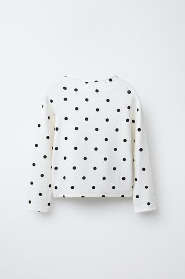 T-SHIRT À POIS AVEC MODAL - Blanc de Zara - Image 1