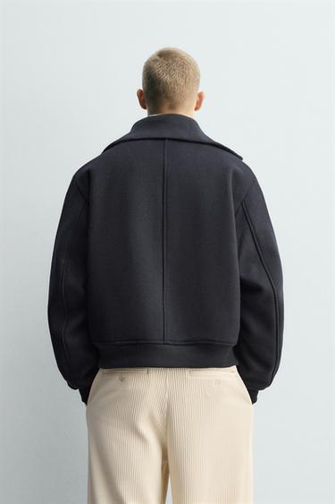 PADDED JACKET WITH RIBBED COLLAR - Navy blue by Zara - Image 2