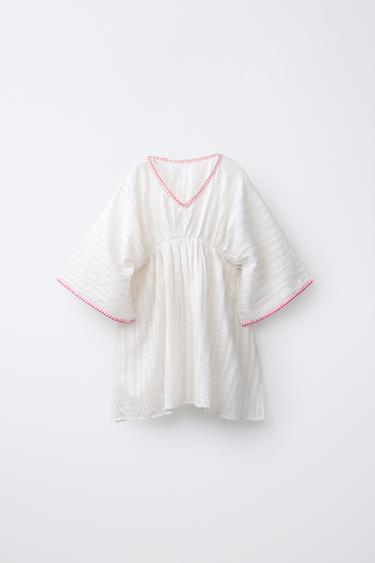 KAFTAN WITH CONTRAST SHIMMER - Ecru by Zara