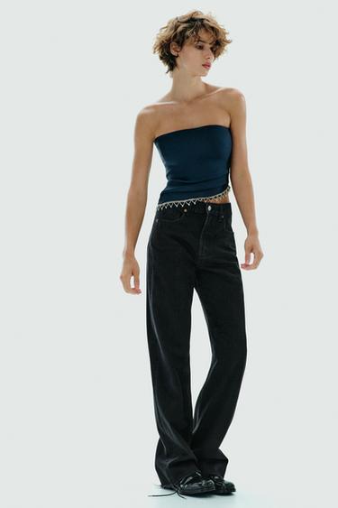 JEWEL STRAPLESS TOP - navy by Zara