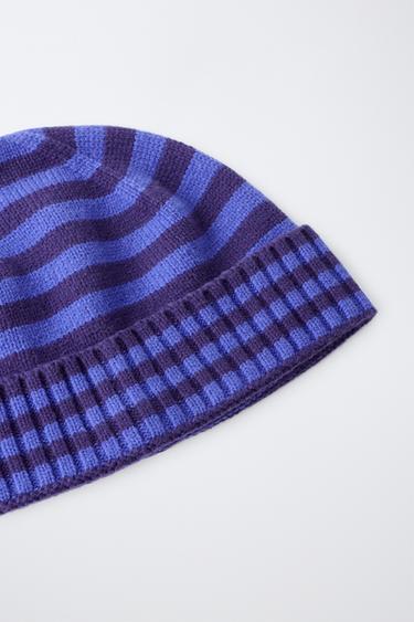 0FR. PARIS X ZARA STRIPED KNIT BEANIE — Blue 2