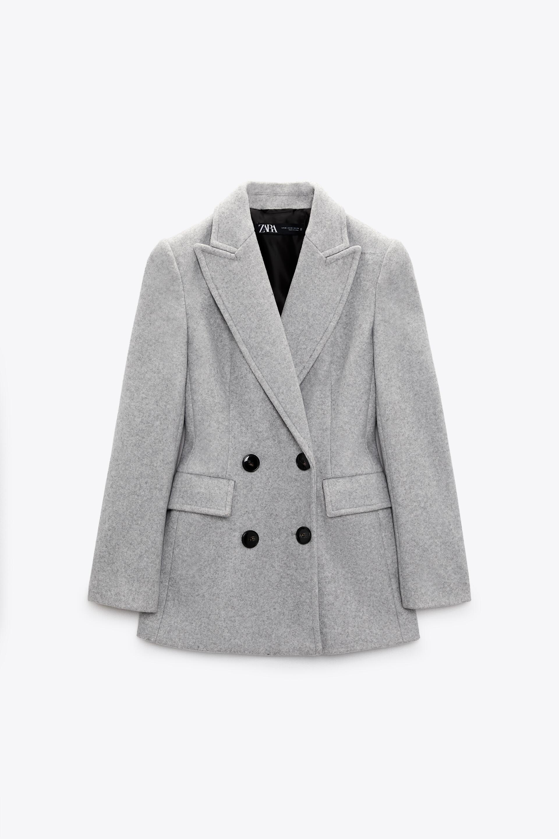 FITTED DOUBLE-BREASTED BLAZER - Grey marl | ZARA Singapore