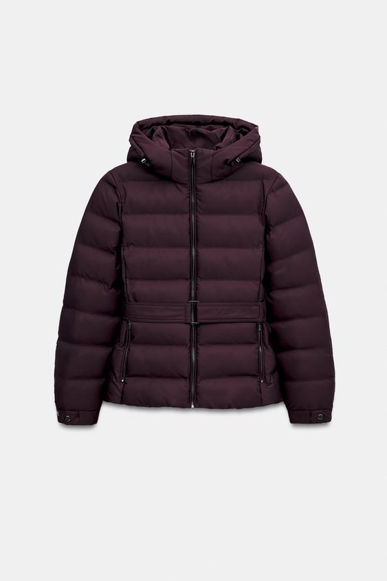 ANORAK MATELASSÉ À CAPUCHE DÉPERLANT ET COUPE-VENT - Aubergine de Zara - Image 5