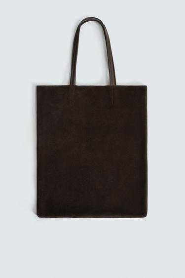LEATHER TOTE BAG - Brown by Zara - Image 0
