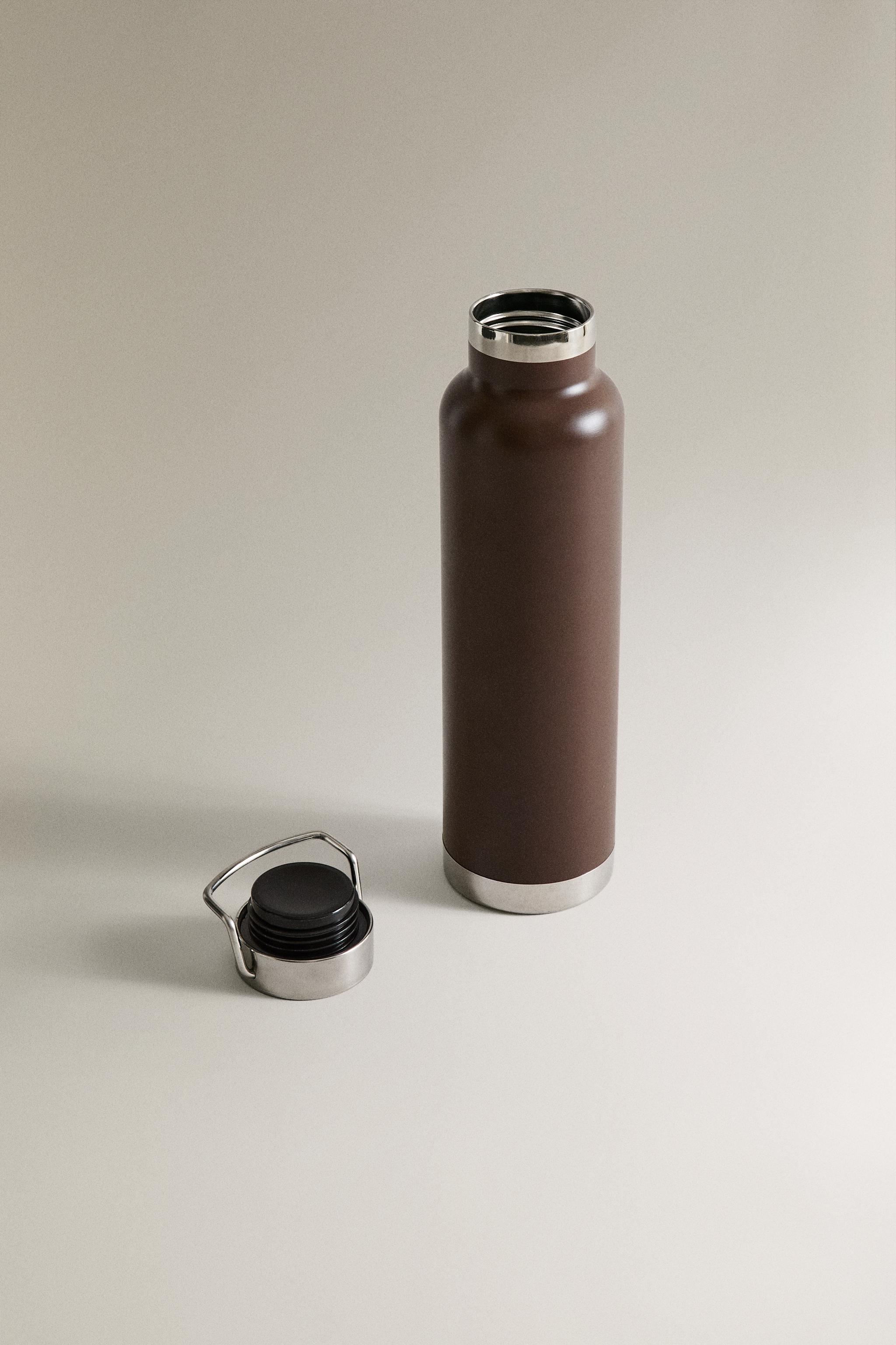 LACQUERED STAINLESS STEEL BOTTLE — Dark brown