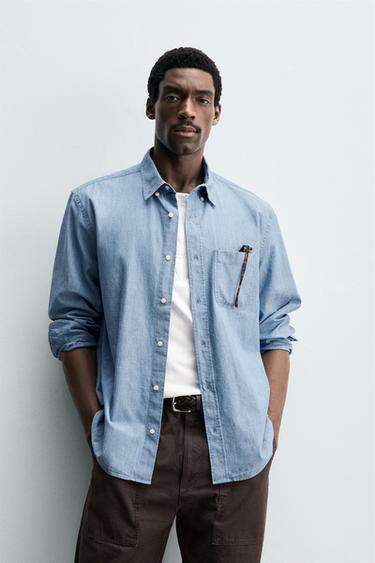 Zaras REGULAR FIT-SKJORTA I CHAMBRAY - Indigo