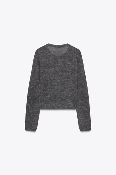 VESTE FIL MÉTALLISÉ BOUTONS - Argent foncé de Zara - Image 3