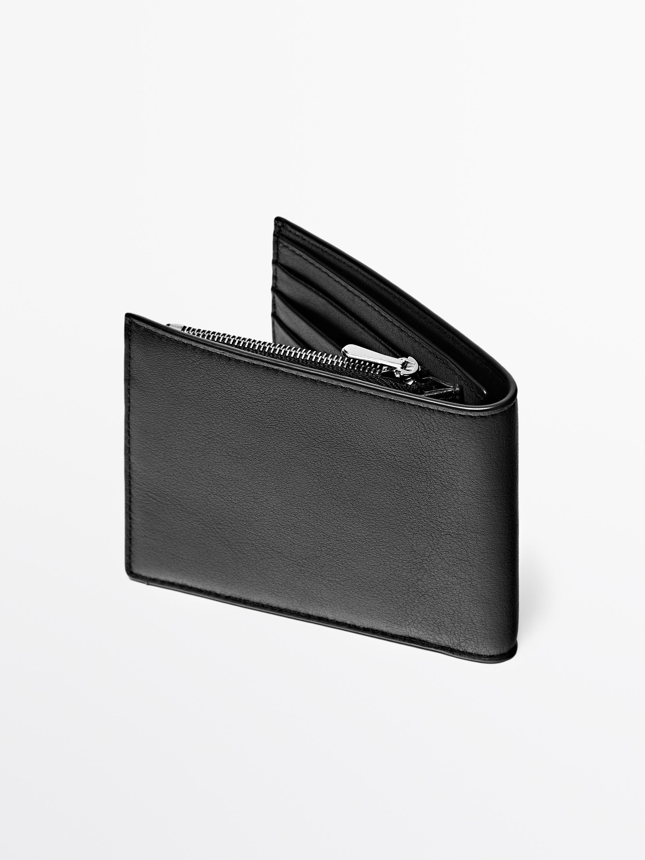 Horizontal nappa leather wallet with purse