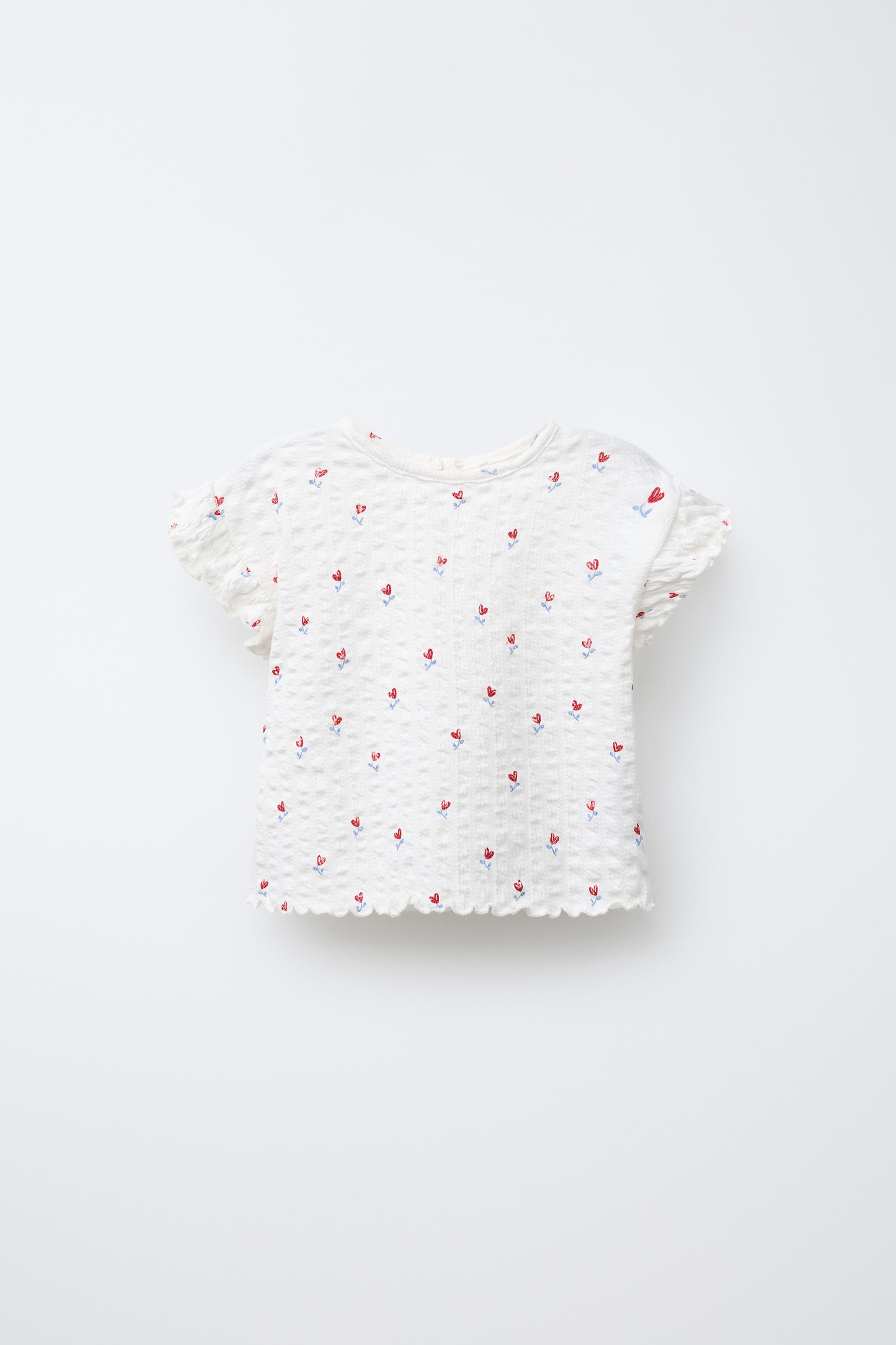 TEXTURED FLORAL PRINT T-SHIRT - Oyster-white | ZARA United